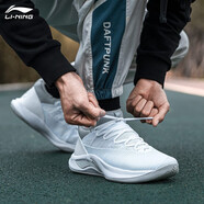 李寧（LI-NING）籃球鞋男鞋閃擊V減震耐磨防滑籃球戰(zhàn)靴CBA比賽鞋 標(biāo)準(zhǔn)白/冰川灰 ABAN051-1 39.5