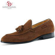 【發(fā)順豐空運】上頓丹尼男鞋男士樂(lè )福鞋真皮英倫皮鞋流蘇休閑鞋豆豆鞋春夏季懶人套腳一腳蹬駕車(chē)鞋手工帆船鞋 黃棕色（反絨皮） 40