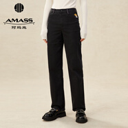 阿瑪施（AMASS）女裝新款高腰直筒休閑牛仔長(cháng)褲女5100470 黑 S (2碼)