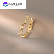 ECK貓眼石戒指女小眾設計開口食指戒2023年新款氣質指環(huán) 金色 開口可調節(jié)
