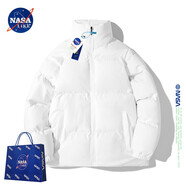 NASA LIKE官方棉服男冬季純色休閑男士棉衣加厚保暖羽休閑絨服外套面包服襖 白色 XL（建議130-146斤）