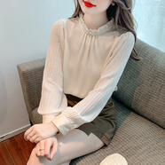 燕潯襯衫女2025春裝新款時(shí)尚女裝氣質(zhì)韓版襯衣女長(cháng)袖通勤顯瘦打底衫 米白色 L （建議100-115斤）
