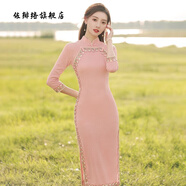 佐緋絡(luò )旗袍2023改良女春夏季年輕款氣質(zhì)少女小清新淑女風(fēng)中長(cháng)款 倩粉_D118 M _建議85-100斤