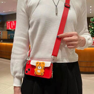 阿法普 虎年大吉iphone蘋果手機(jī)殼女潮牌插卡口袋帶掛繩可掛脖子防斜挎掛繩 紅色虎年卡包+斜挎掛繩  4.0英寸-蘋果5/5S/SE專屬