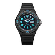 卡西歐（CASIO）男女表學(xué)生手表運動(dòng)手表 夜光防水石英表帶星期日歷腕表 【熱門(mén)】黑表藍字MRW-200H-2B