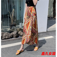 美安嘉傣族裙子女西雙版納民族風(fēng)印花開叉裹裙海邊度假一片式綁帶半身裙 821紅綢-a字半身裙 均碼 系帶腰圍可調(diào)節(jié)-a字半身裙