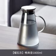DELISOGA冷水壺玻璃耐高溫家用涼白開水杯大容量泡茶壺耐熱扎壺夏季果汁瓶 【煙灰】暢爽壺【能裝3斤半水】