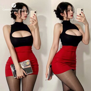 山茶蜜桃 情趣內(nèi)衣女性感秘書包臀裙緊身純欲cos制服大胸角色扮演攻速戰(zhàn)袍