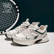 飛躍（Feiyue）官方網(wǎng)面老爹鞋男鞋女鞋冬季透氣運動(dòng)休閑鞋情侶款緩震跑步鞋子 米墨綠 35 (225mm)