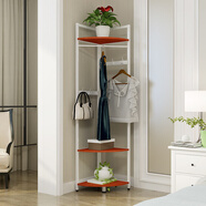 百木匠品轉角衣帽架落地墻角扇形三角掛衣架衣服置物架收納家用臥室掛包架 170*40.4白架+柚木板