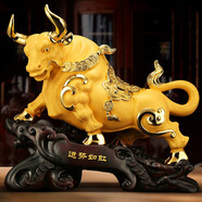 吉善緣《運勢如虹》金牛擺件 12生肖牛工藝客廳辦公室裝飾店鋪開(kāi)業(yè)禮品 9寸運勢如虹（沙金色）普通包裝