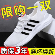 休閑鞋男網(wǎng)面鞋軟底運(yùn)動(dòng)鞋透氣百搭跑步鞋時(shí)尚輕便工作鞋小白鞋男 Y40【白色】 40