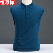 恒源祥爸爸裝翻領(lǐng)長(cháng)袖t恤男 春秋薄款中老年商務(wù)休閑羊毛針織體恤衫 蘭色 175碼【適合130-145斤】