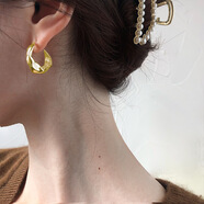 范米粒歐美夸張個(gè)性百搭耳釘女復古簡(jiǎn)約幾何凹凸不規則耳環(huán)創(chuàng  )意耳飾潮 ED1325-2【金色一對價(jià)】 S925銀針