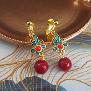 多吉米（duojimi）中國風(fēng)新中式國潮耳環(huán)耳墜耳釘古裝漢服馬面裙旗袍耳飾禮物配飾 花紅耳夾