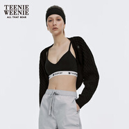 Teenie Weenie小熊肌理感休閑時(shí)尚溫柔毛衣坎肩短款針織開(kāi)衫外套女空調(diào)衫 黑色 L
