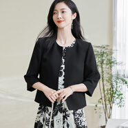 米思陽（missshine）2024秋季新款高級感小個子醋酸短款小西裝超好看西服外套女 黑色 S