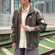 阿迪達斯 （adidas）三葉草外套男裝女裝2025秋冬季新款運動(dòng)服梭織防風(fēng)上衣立領(lǐng)夾克 JI7534巖層橄欖綠/單拉鏈 L