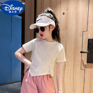 迪士尼（Disney）女童秋裝爵士舞服裝2024新款短袖中大童套裝夏季洋氣修身兒童t恤 白色T恤(65款)收腰偏小一碼 140cm
