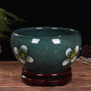 瑾睿茗瓷景德鎮(zhèn)陶瓷魚缸大號養(yǎng)金魚缸睡蓮盆荷花缸碗蓮缸烏龜缸盆客廳 褐色 冰梅24cm平角底座