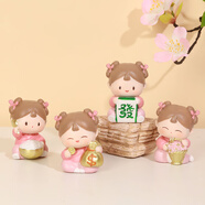 如果（Roogo）古風(fēng)國潮治愈系小擺件創(chuàng)意裝飾品辦公桌面可愛仕女送女生生日禮物 小君的打工語錄4個一套送禮袋