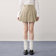 樂(lè )町甜美學(xué)院風(fēng)A字半身裙秋季新款門(mén)襟這幾前百褶設計JK風(fēng)短裙 棕色小香風(fēng)（現貨） L