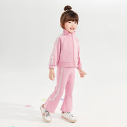 笛莎（DEESHA）女童套裝2025秋季芭蕾風(fēng)蕾絲蝴蝶結裝飾套裝 灰玫粉 110