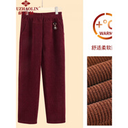 俞兆林（YUZHAOLIN）中老年女裝春秋褲子女?huà)寢屟b燈芯絨長(zhǎng)褲秋冬經(jīng)典款式 酒紅色 不加絨 3XL (120-140斤)