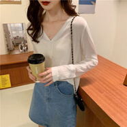 愷吉銳寬松空調(diào)衫女開(kāi)衫外搭薄款夏糖果色短款衫小外套冰絲針織開(kāi)衫 白色 M(86-99斤)
