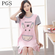 普戈斯（PUGESI）睡衣女夏天純棉短袖寬松睡裙女夏季薄款韓版清新學(xué)生家居服中長(cháng)裙 3013# XL建議體重120-140斤