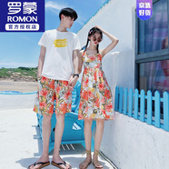 羅蒙（ROMON）三亞海邊蜜月度假旅游沙灘情侶夏裝一男一女套裝裙子短袖短褲衣服 6668# 女S