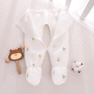 小三月3個(gè)月新生兒保暖褲6嬰兒連腳褲夾棉男女寶包腳褲秋冬初生小孩褲子 A-B087綠植 59 cm 建議9-13斤