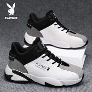 花花公子（PLAYBOY）鞋子男鞋2025秋冬季新款運(yùn)動(dòng)鞋高幫休閑鞋男士加絨增高潮流老爹鞋 白色（升級版） 40