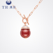 唐后（TH）紅瑪瑙項鏈女歐美鎖骨鏈925銀中式復古寶石吊墜送媽媽生日禮物 玫瑰金色紅瑪瑙
