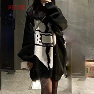 她風(fēng)采 慵懶風(fēng)學(xué)生國潮愛(ài)心補丁毛衣女秋冬款新款寬松休閑百搭情侶上衣 愛(ài)心毛衣衫【面料】 2XL 碼
