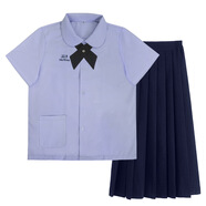 拉曼咔泰國校服娜諾泰式禁忌女孩jk襯衫制服日系高中學生畢業(yè)季班服套裝 女泰國襯衫短袖+藏青松緊腰長裙 2XL /65kg