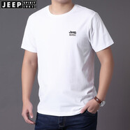 JEEP SPIRIT吉普休閑圓領(lǐng)短袖t恤薄夏季男士棉質(zhì)寬松開(kāi)衩半袖純色體恤大碼彈 白色 2XL (185) /104A建議160-170斤