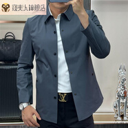 寇夫人Fimos菲戈輕奢男裝秋季男士色翻領(lǐng)長袖夾克外套商務(wù)休閑百衣 灰色 54 /2XL 165-180斤