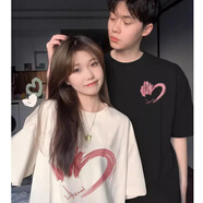 笙韻情侶裝夏季短袖t恤2025套裝一男一女結(jié)婚登記衣服團(tuán)班服定制 黑色男+白色女 M 男+女S