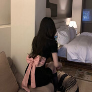 風(fēng)曉薇后背大蝴蝶結(jié)polo連衣裙女夏季新款顯瘦純欲辣妹黑色包臀裙 黑色-顯瘦遮肚子韓版連衣裙 S 建議70-85斤-顯瘦遮肚子韓版連衣裙