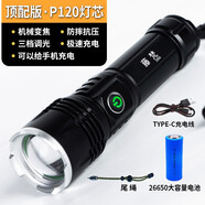 藤梵 強(qiáng)光手電筒可充電式小型LED變焦家用學(xué)生小巧戶外燈調(diào)焦聚光遠(yuǎn)射 爆亮1500W超亮白激光+手機(jī)充電