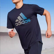 阿迪達斯 （adidas）短袖T恤男士夏季健身運動訓練服透氣舒適圓領休閑上衣FM5369 HF7211藏青藍 M