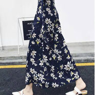 婷婉美半身裙女2019春新款海邊沙灘裙一片式裹裙碎花長(zhǎng)裙 蓮花款式 均碼80斤-150斤都可以出穿