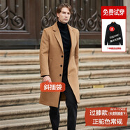 Mr.baidis正常發(fā)貨 羊毛大衣男士秋冬過(guò)膝長(zhǎng)款風(fēng)衣中長(zhǎng)款加厚呢子大衣外套 2051斜插袋過(guò)膝正駝色丨常規(guī) L 175
