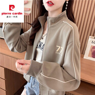 皮爾卡丹小香風(fēng)夾克外套女短款2025年春季新款休閑百搭女士春秋棒球服上衣 【春秋-高品質(zhì)】灰綠色 薄款 XL 110-125斤