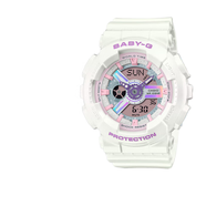 卡西歐（CASIO）手表女BABY-G時(shí)尚防水防震學(xué)生運(yùn)動(dòng)雙顯石英電子日韓表送女友禮物 BA-110FH-7A 夏日夢(mèng)幻炫白紫粉