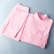 水晶豆 女士中領(lǐng)純棉秋衣秋褲套裝中高領(lǐng)中老年人保暖內衣打底棉毛衫線(xiàn)衣線(xiàn)褲女冬季 中領(lǐng)-粉紅 XL