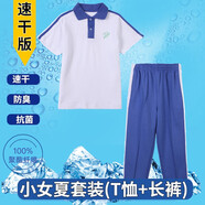育達(dá)深圳小學(xué)生校服夏季速干運(yùn)動套裝夏裝短袖t恤上衣校服褲 速干小女T恤+速干小夏長褲 115