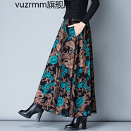 vuzrmm輕奢女裝秋冬民族風(fēng)復(fù)古高腰半身裙大擺長款舞裙子松緊腰長裙女 金枝玉葉花 XL2.4-2.5尺長度90厘米