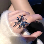 龍姑娘小竹節(jié)小方糖黃水晶素圈戒指女輕奢百搭小眾設計可調(diào)節(jié)食指戒 紫鉆蝴蝶戒指